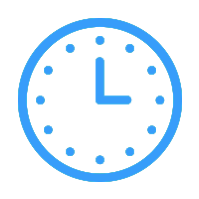 icono de reloj azul marcando las 12:15 PM