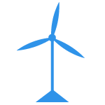 icono azul de una turbina eólica industrial
