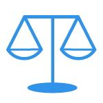 icono en azul de una balanza comúnmente usada en derecho