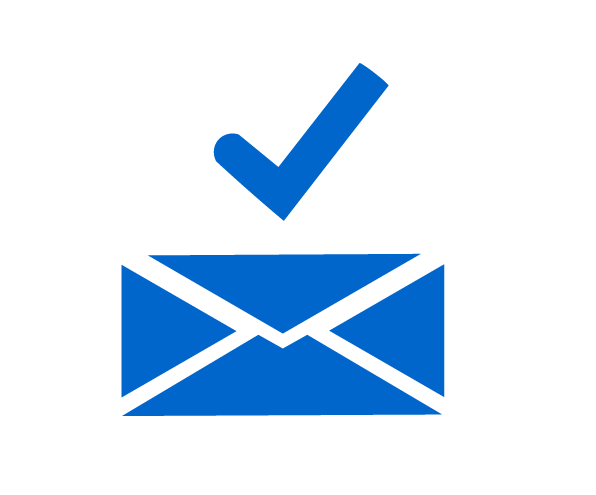 icono de email certificado azul de legalpin